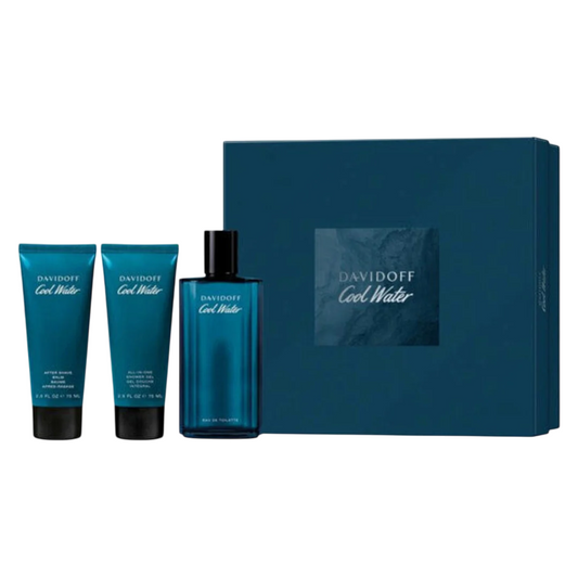 Set Davidoff: Cool Water, Eau De Toilette, For Men, 125 ml + Cool Water, Shower Gel, 75 ml + Cool Water, Calming, After-Shave Balm, 75 ml