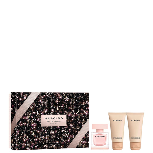 Set Narciso Rodriguez: Cristal, Eau De Parfum, For Women, 90 ml + Cristal, Hydrating, Body Lotion, 50 ml + Cristal, Cleansing, Shower Gel, All Over The Body, For All Skin Types, 50 ml