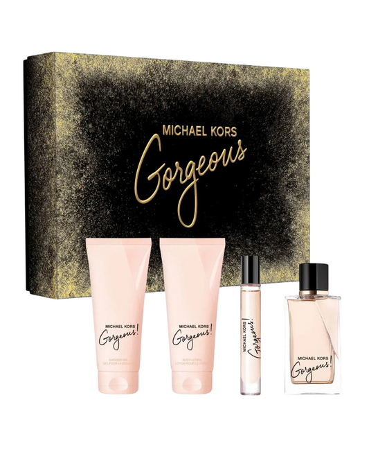 Set Michael Kors: Gorgeous!, Eau De Parfum, For Women, 10 ml + Gorgeous!, Eau De Parfum, For Women, 100 ml + Gorgeous!, Hydrates, Body Lotion, Body, 100 ml + Gorgeous!, Cleansing, Shower Gel, All Over The Body, For All Skin Types, 100 ml