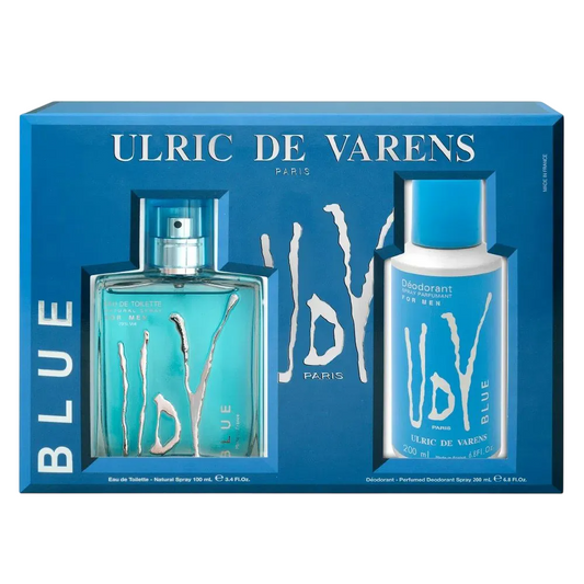 Set Ulric De Varens: Blue, Eau De Toilette, For Men, 100 ml + Blue, Deodorant Spray, For Men, 200 ml